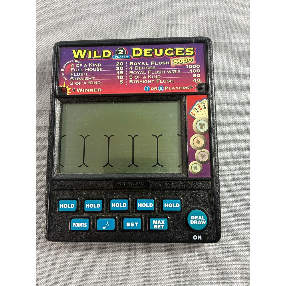 Radica Wild Deuces Handheld Electronic Poker Game Model 415 Tested Working
